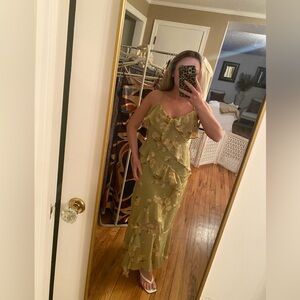 Floral Green Ruffle Dress